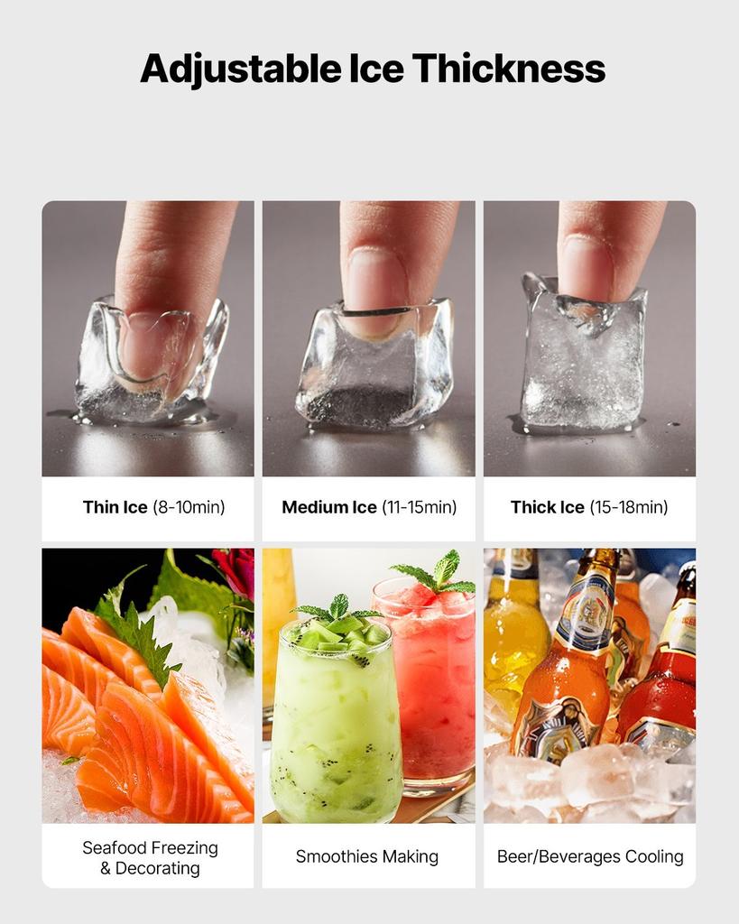 Commercial Ice Maker Machine - Head, 163 KG/Day Stainless Steel Ice Machine with Self-Cleaning, 156 PCS Ice Tray, Adjustable Thickness, Ideal for