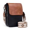 Bolso Bandolera de Cuero Vintage para Mujer Bolso para Teléfono para Mujer Correa Ancha Ajustable Bolso de Mano Compartimentos Múltiples con Cremallera Cartera