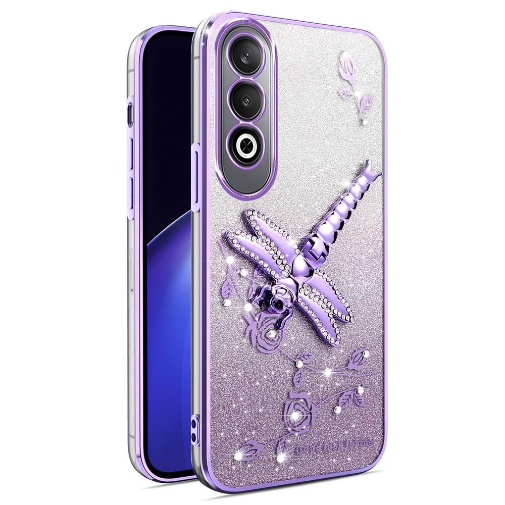 KADEM For OnePlus Nord CE4 5G Case Dragonfly Kickstand TPU Flowers Glitter Phone Cover