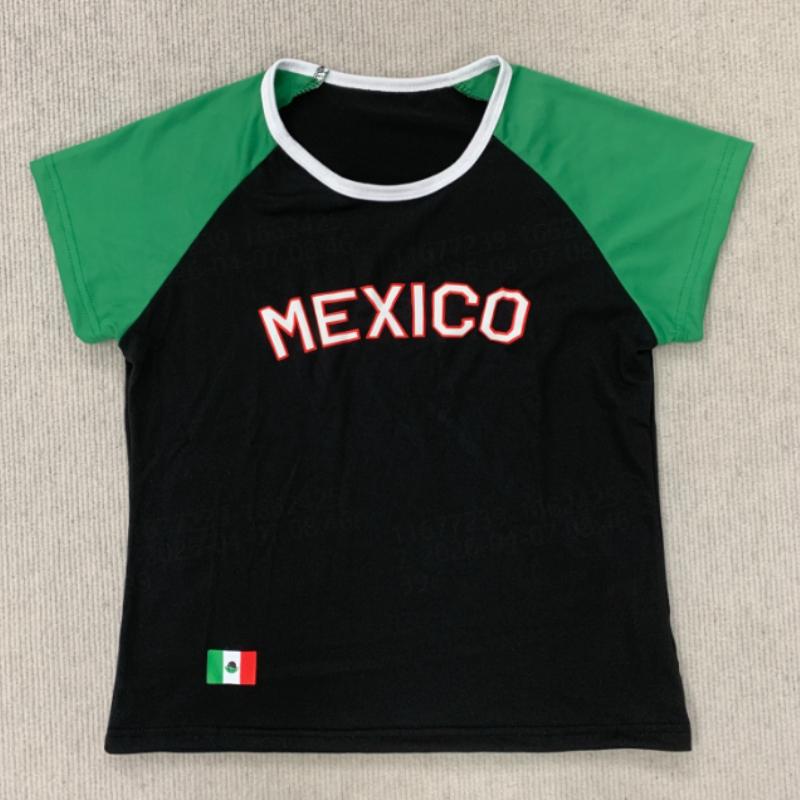 Summer Casual Gothic Retro Plaid Letter Short Sleeved T-shirt Y2k Cut Top