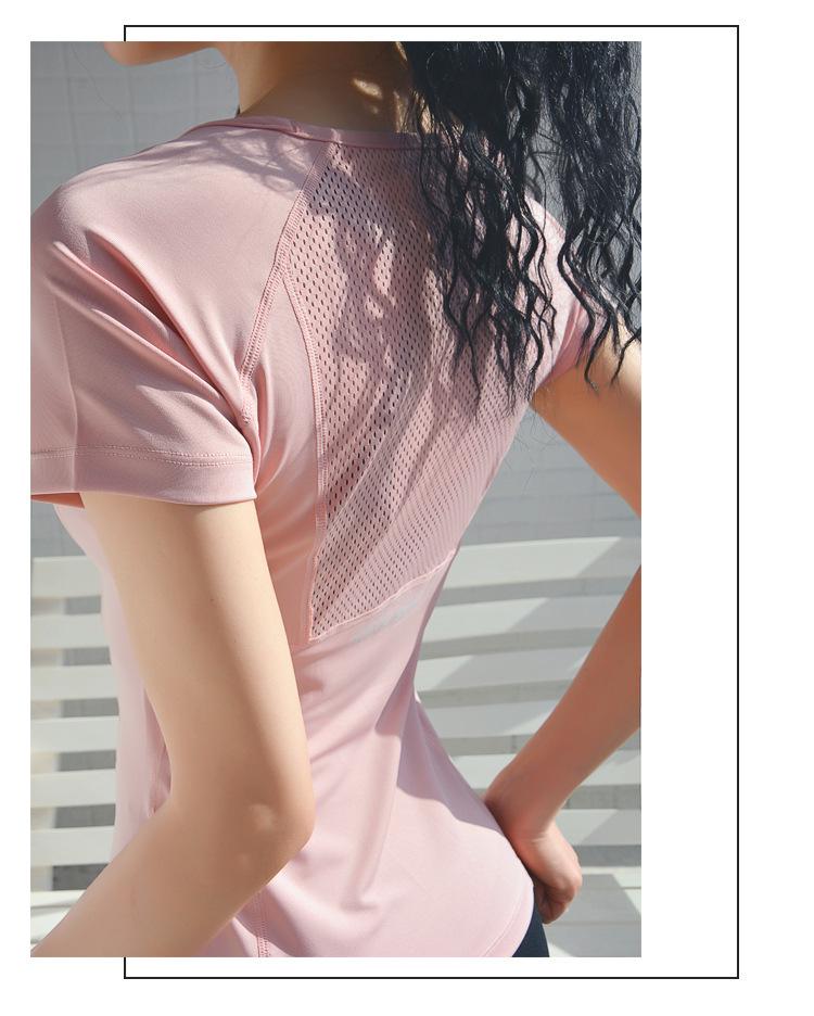 Women's Quick-Dry Yoga T-Shirt - Sexy, Stretchy, Short Sleeve, Slim Fit, Round Neck Fitness Top