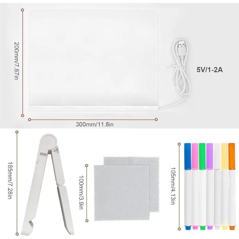 1 Set LED Acrylic Message Board with Night Light, Dimmable DIY Drawing Board & Decor for Home Office, Includes 7 Color Pens