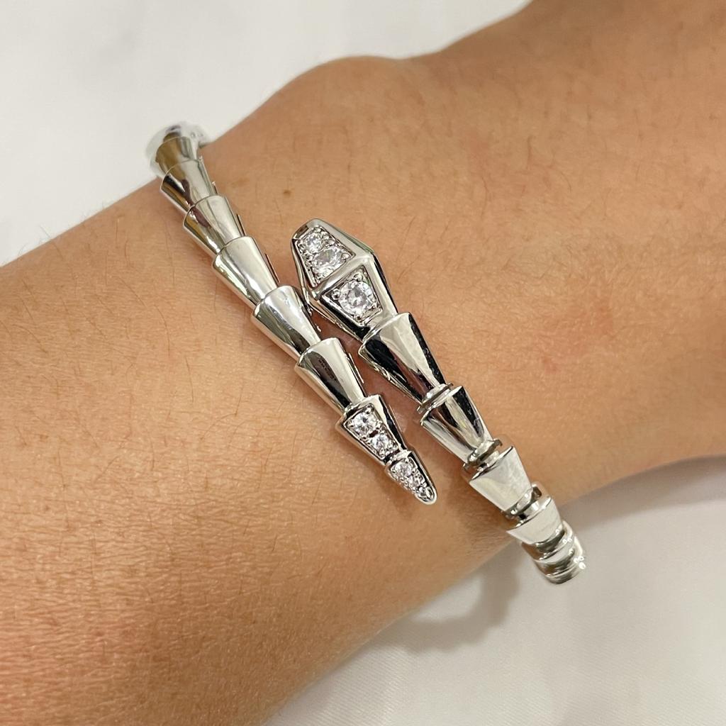 Head and Tail Snake Bone Snake Shape Bracelet Open Spring High Fashion Bracelet for Men