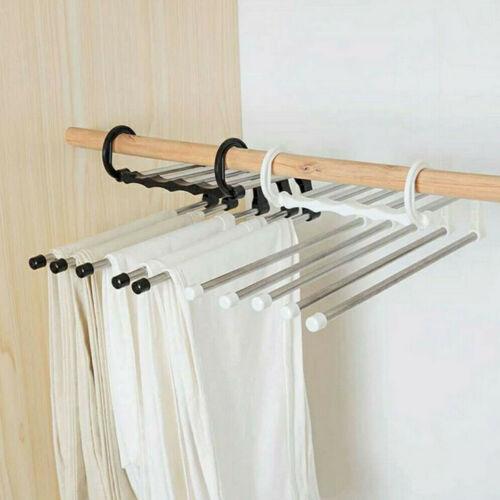 Est Multifunction 5 In 1 Pant Rack Shelves Stainless Steel Clothes Hangers Multi-functional Wardrobe Magic Hanger