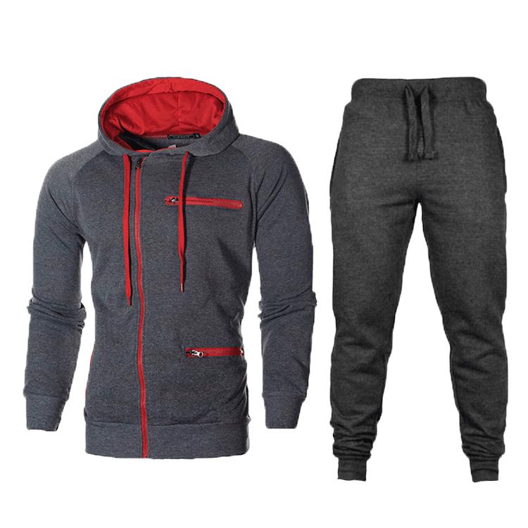 Men's Solid Sporty Jacquard Fleece Hoodie Set