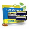 Hojas de recambio para maquinilla de afeitar manual LetsShave Pro 6 Advance (Cartucho), Paquete de 2, Primera del Mundo con 6 Cuchillas y Cuchilla Trasera de Precisión con Aceite de Argán y Al