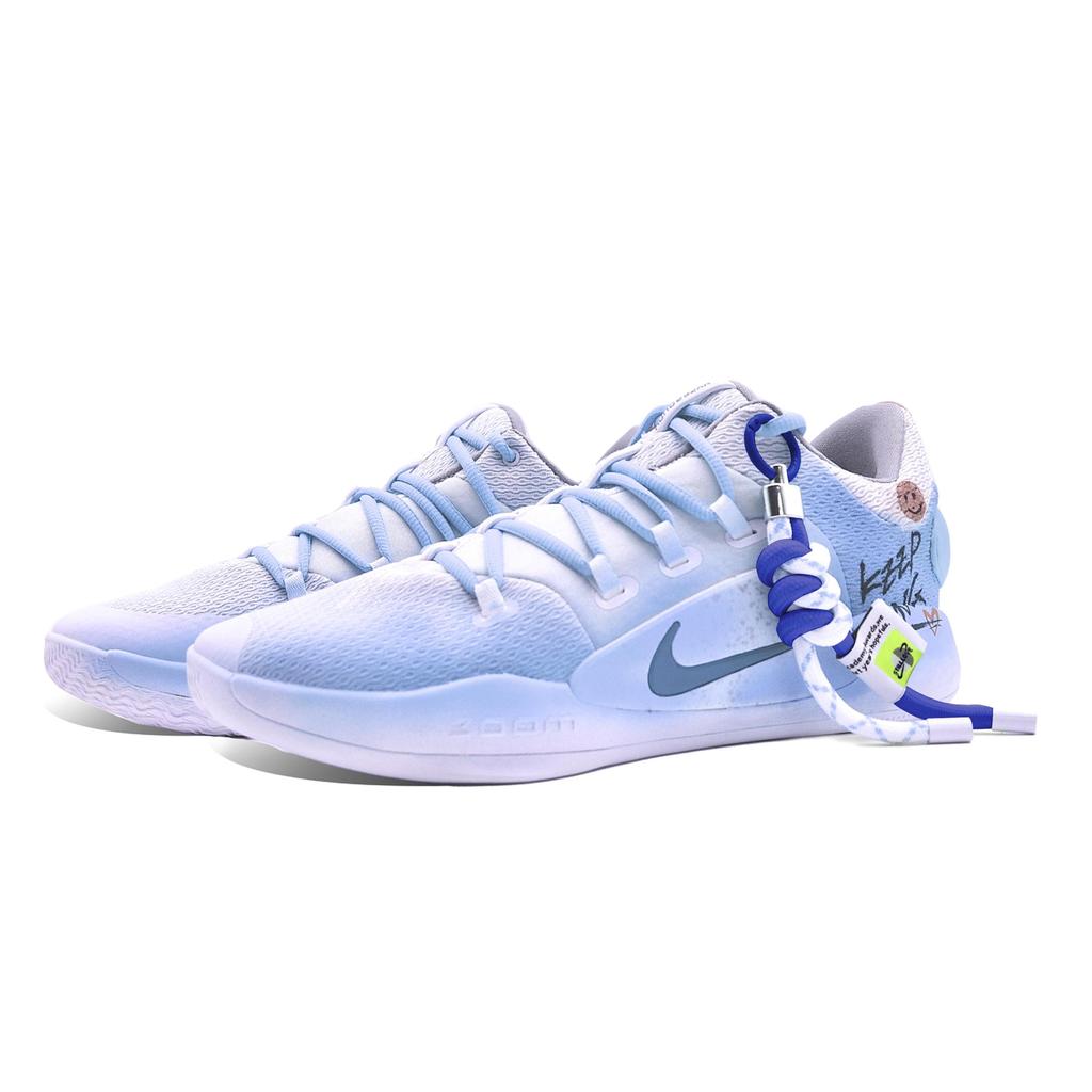 Nike Hyperdunk X Low 10 Slip Resistant Abrasion Resistant Low top Basketball Shoes Men's Blue White AR0465-100(Team63-)