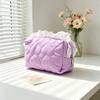 Lace Floral Plaid Makeup Bag Large Capacity Portable Multifunctional Toiletry Bag Cute Travel Storage Bag Cosmetic Accessories