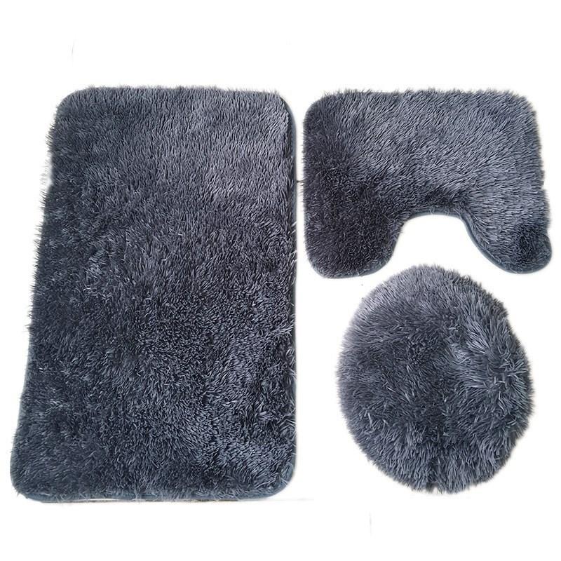Solid Color Shaggy Bathroom Mat Set 50x80cm