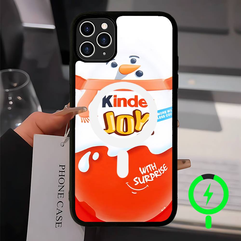 Cute Kinder Surprise Eggs Logo For Magsafe Magnetic Phone Case Wireless PC+TPU For IPhone 11 12 13 14 15 16 17 Pro Max Plus