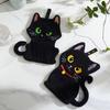 Black Cat Embroidered Hand Towel, Coral Fleece Super Absorbent Quick-Dry Hanging Bathroom and Kitchen Finger Towel