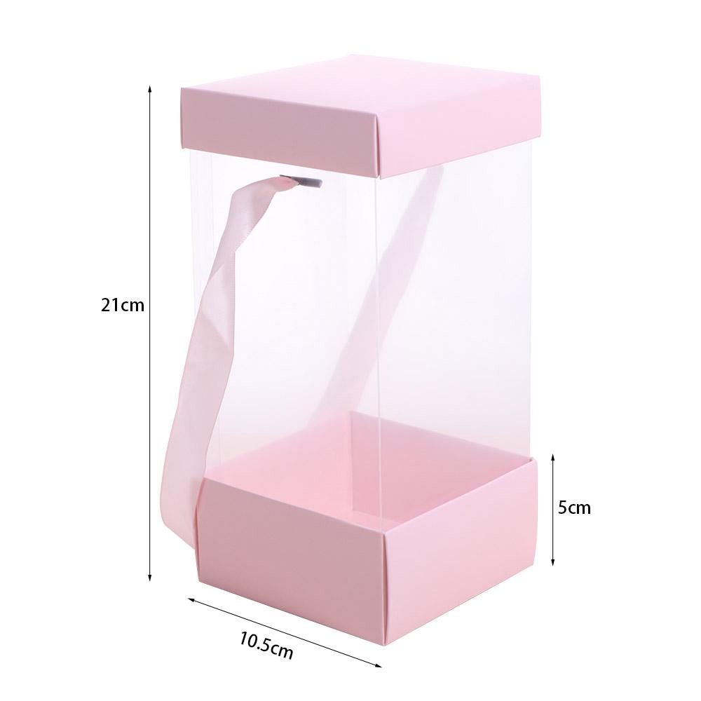 5PCS Transparent Handheld Flower Box Handbag Paper Box Bouquet Wrapping Bag Packing Material Portable Flower Bag Weding Party