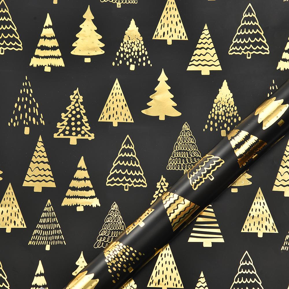 Rentierbedrucktes Geschenkpapier Heißfolien-Geschenkpapier Schwarz-Gold-Geschenkpapier Klassischer Glamour für Weihnachten