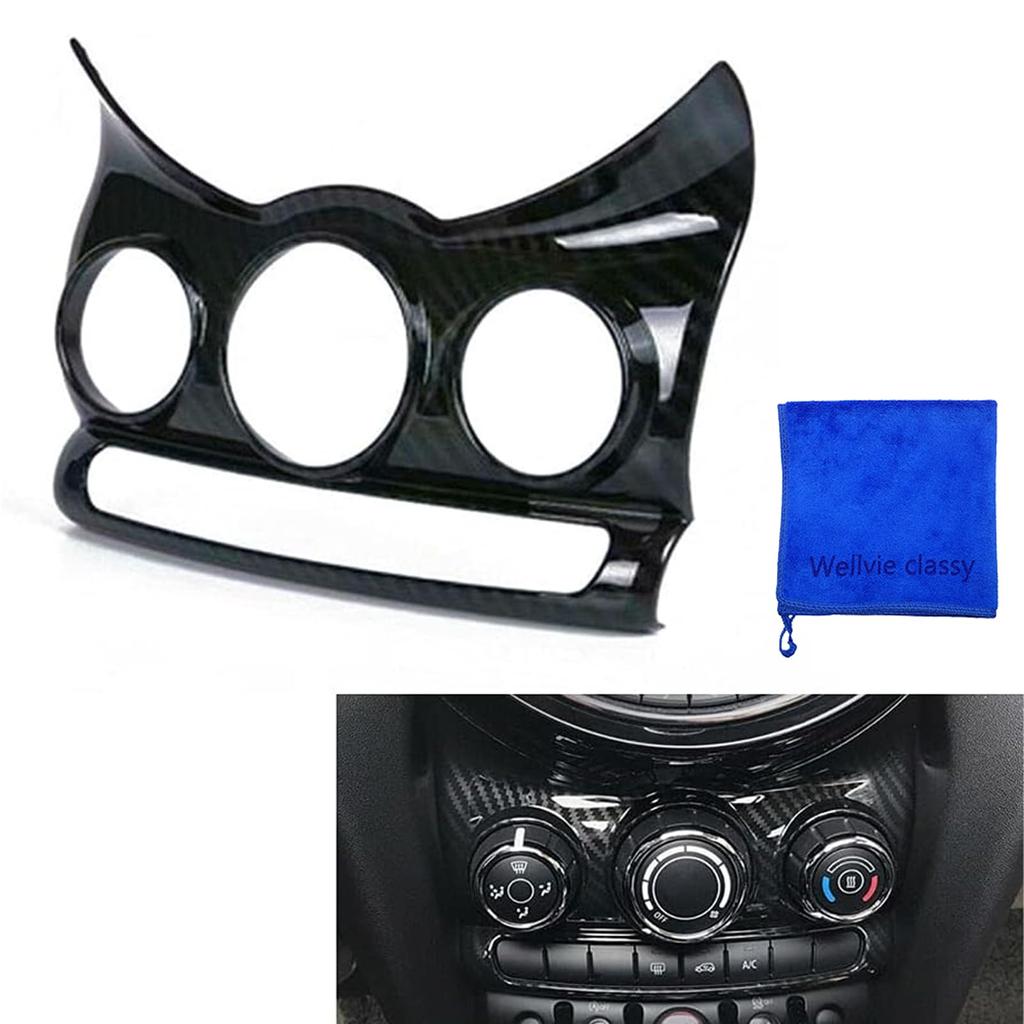 Wellvie MINI Air Conditioning Vent Frame ABS Resin Cover Rim for Mini Cooper Parts and Accessories 2014-2018 F55/F56 (Carbon Fiber/1-Piece Set)