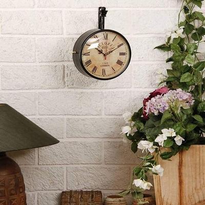 12 Inch Dial Vintage Antique Black Station Double Sided Wall Clock For Home