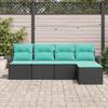 Garden Sofa Set with Storage 5 pcs Black Poly Rattan
