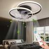 Deckenventilator mit zwei Ringen, LED-Licht und Fernbedienung, 85-265V, App-kompatibel