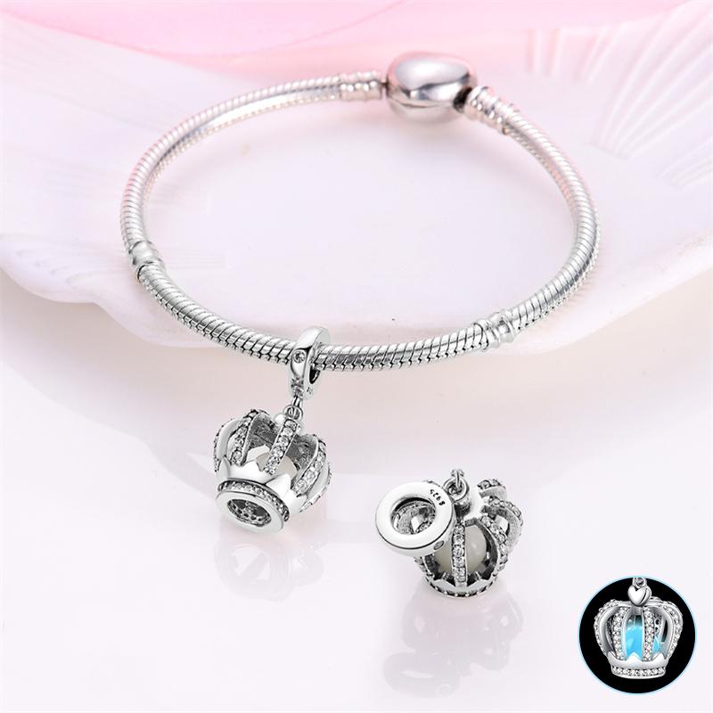 Copper Color Sparkly Planet Crown Crystal Ball Luminous Charm Bead Charms Bead Charms Compatible With 3mm Authentic Bracelets Do It Yourself Jewellery