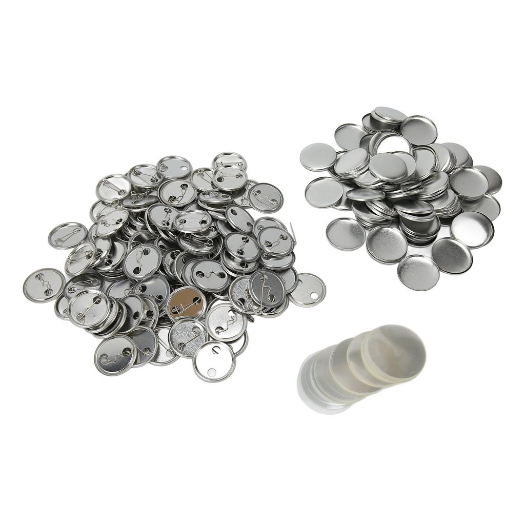 100 Sets Blank Button Badge Parts Set Round Shape Rust Prevention Easy Print Button Pin Badge Kit for Button Making Machine