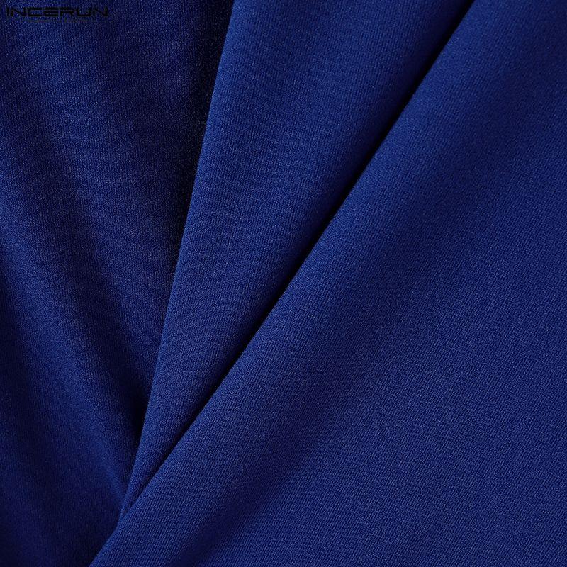 INCERUN Oversized Men Undershirts V Neck Long Sleeve Casual Loose T-shirts Tops