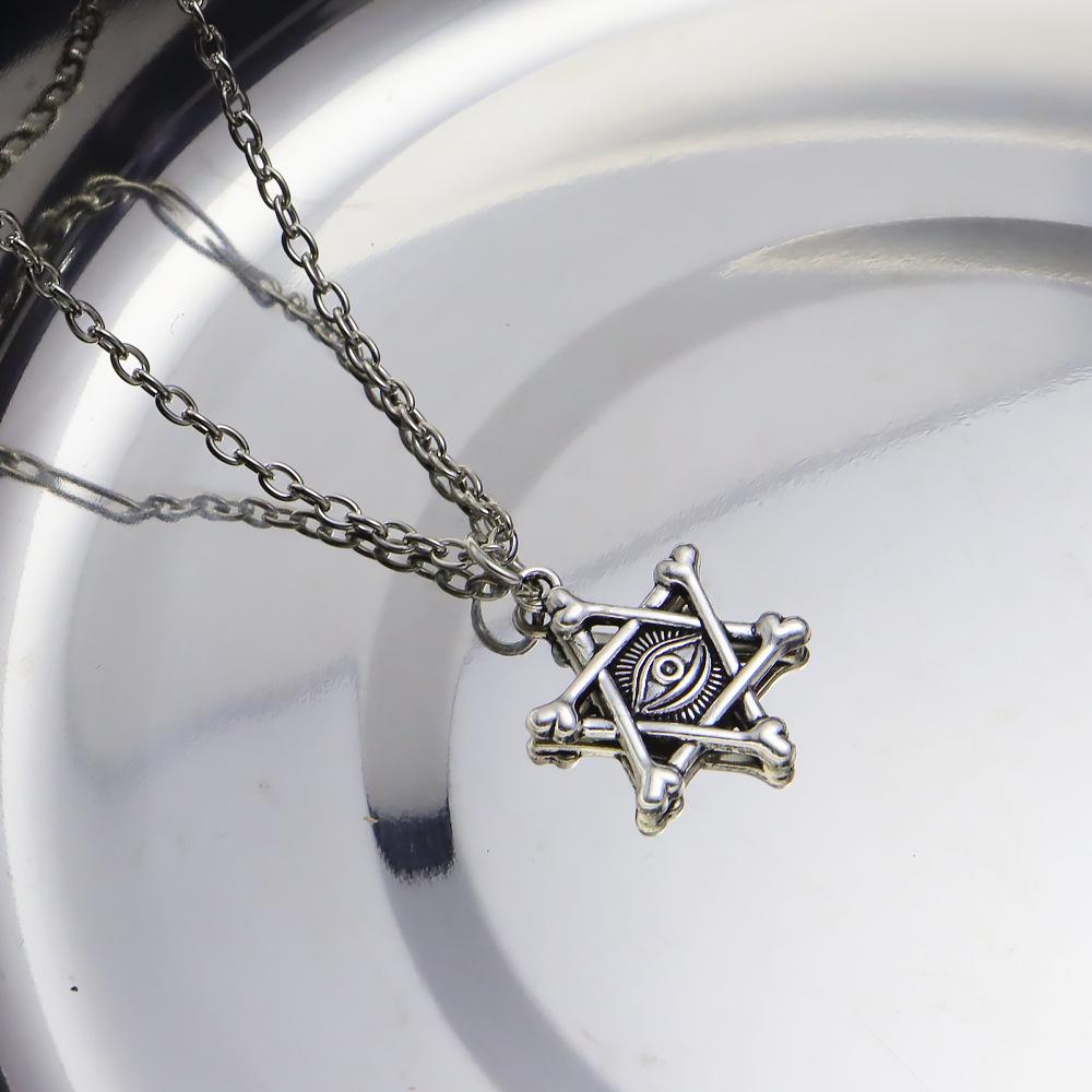 European-American Gothic Star Pendant Necklace - Silver Chain, Multi-style Cross Design
