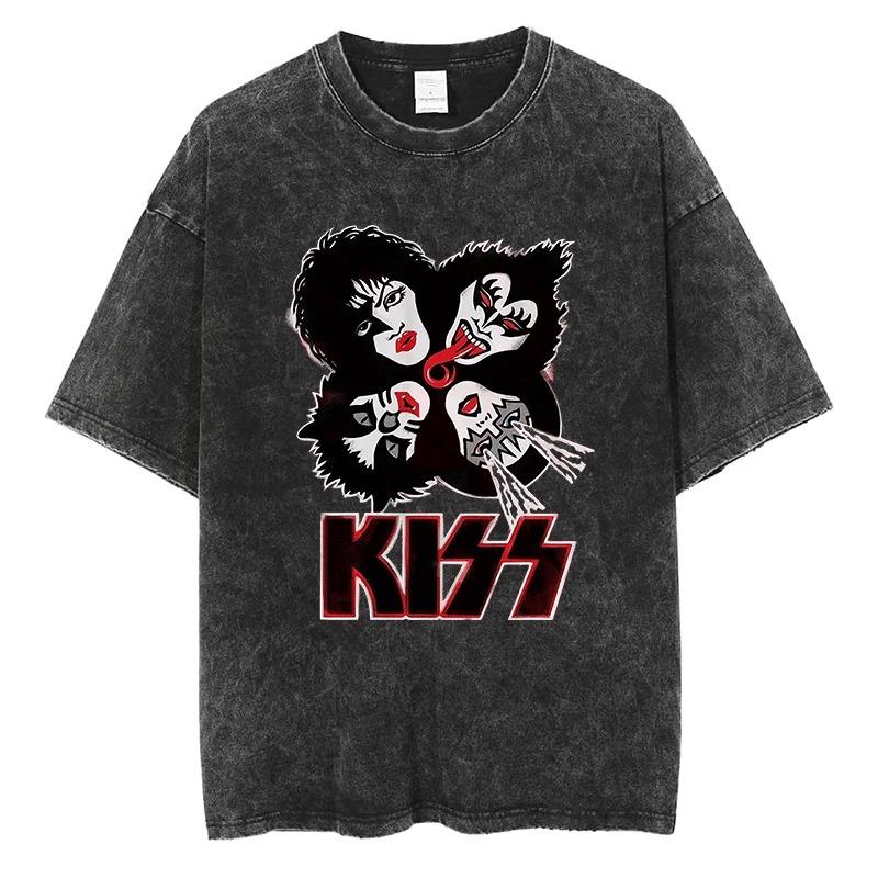 Summer Cotton Short Sleeve T Shirt Hip Hop Unisex Streetwear Washed Black Harajuku T Shirt Japanese Anime Graphic T-Shirt