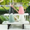 Macaron White Long Spout Watering Can: Resin, Durable, Dual-Purpose for Flowers & Vegetables.