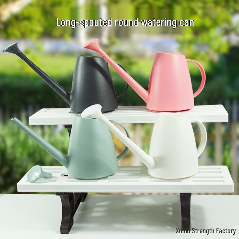 Macaron White Long Spout Watering Can: Resin, Durable, Dual-Purpose for Flowers & Vegetables.