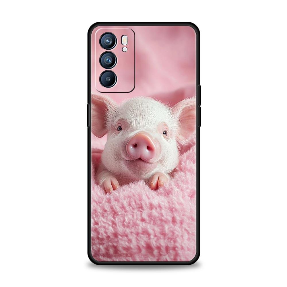 Cute Pig Phone Case For Oppo A17 A31 A54 A57 A78 A79 A98 Find X5 X6 Reno 6 7 8 10 11 12 13 F Pro 5G Soft TPU Cover Fundas Capas