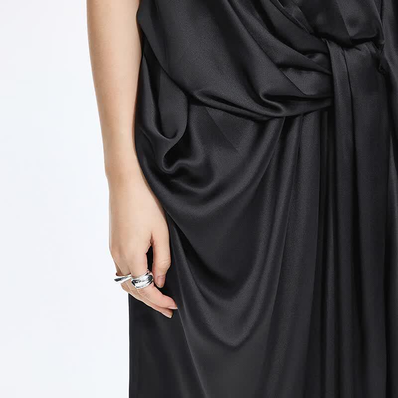 JNBY Sleeveless Round Neck A-Line Silk Dress