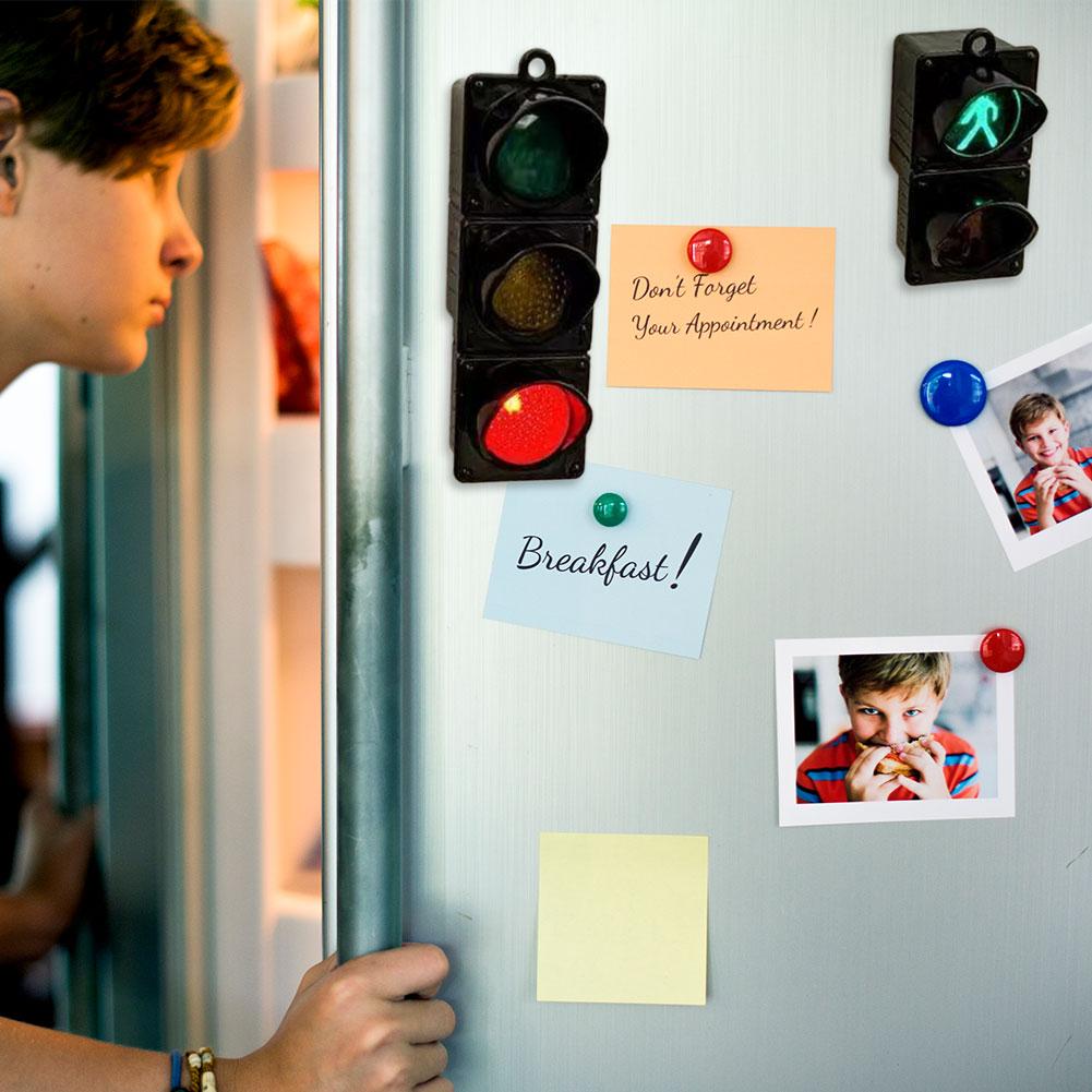 Circular Flashing Strong Magnetic Traffic Light Refrigerator Magnet Pegboard Magnetic Suction Decoration Miniature Light-Up Toy