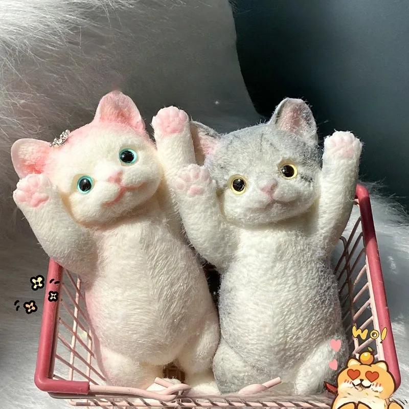 Squishy Cat Stress Relief Decor Taba Shocked Kitten Fidget Doll Soft Squeeze Plush for Pet Lovers, Home Office Decor Relax Gift