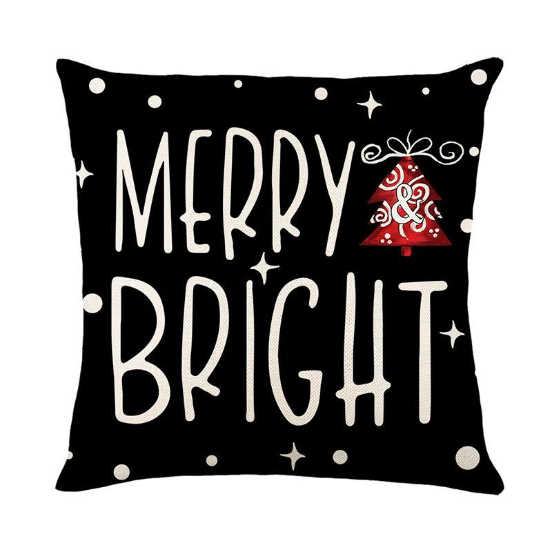 1pc Black Red Merry Christmas Cushion Cover Snowman Printed Washable Cover 2025 New for Home Ornament Xmas New Year Decoration