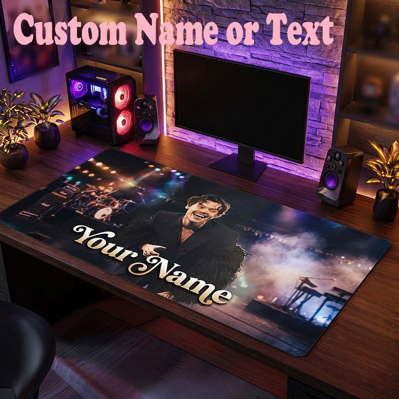 Harry Styles Customized Name Text Mouse Pad, Large Desk Mouse Mat Personalized Home Office Present