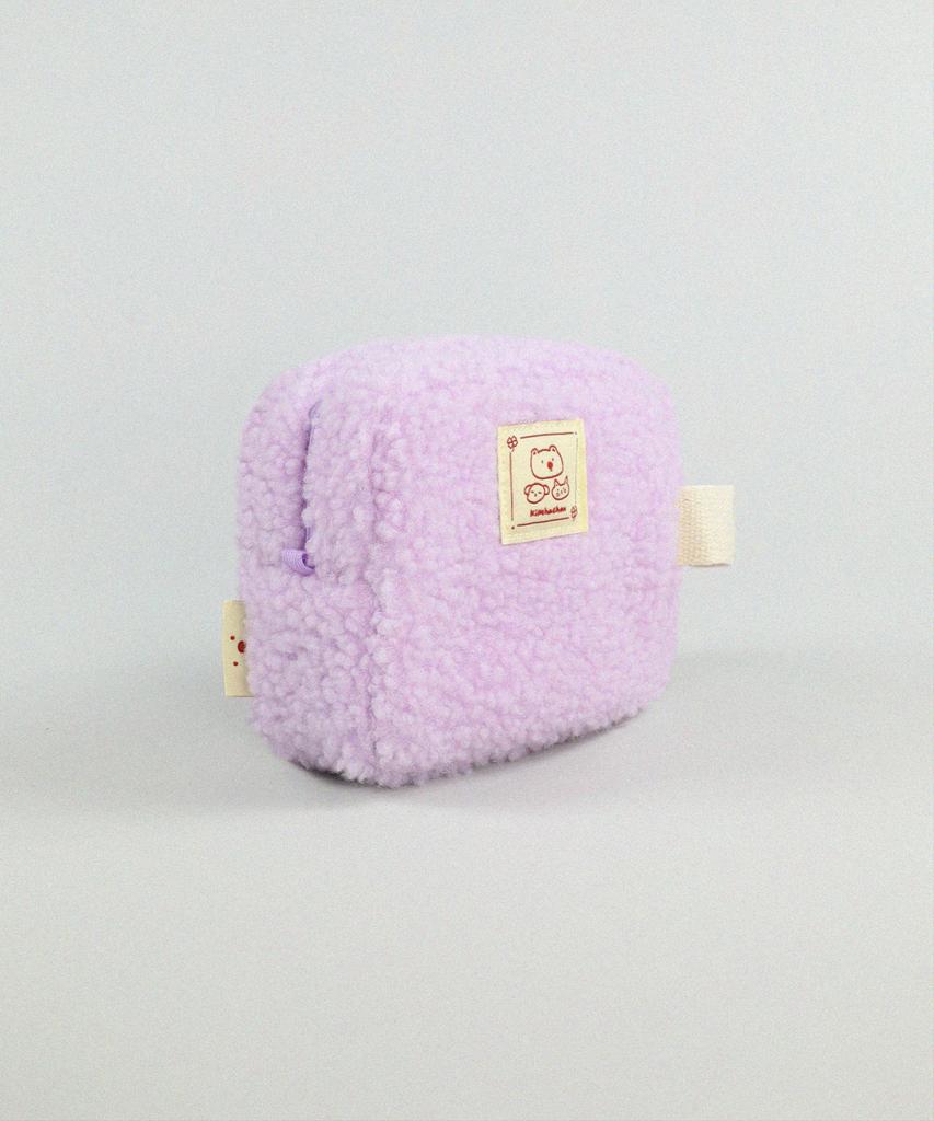 Kimhachan Fluffy Label Strap Cosmetic Pouch - Lilac