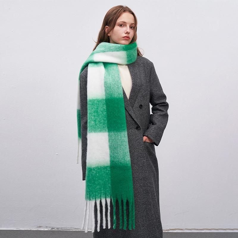 Luxury  Cashmere Womens Scarf Winter Thick Warm Color Block Wraps Female Pashmina Long Tassel Female Bufandas Thick Blanket