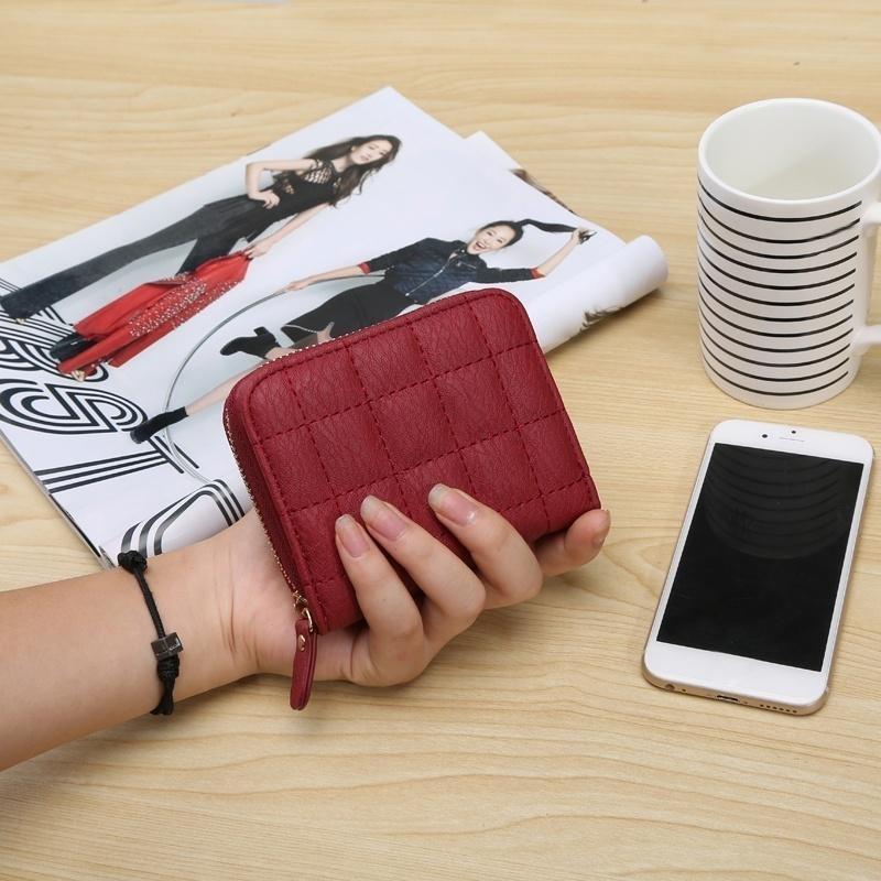 Women Short Wallets PU Leather Female Purse Plaid Cardholder Wallet Fashion Small Women Zipper Wallet With Purse