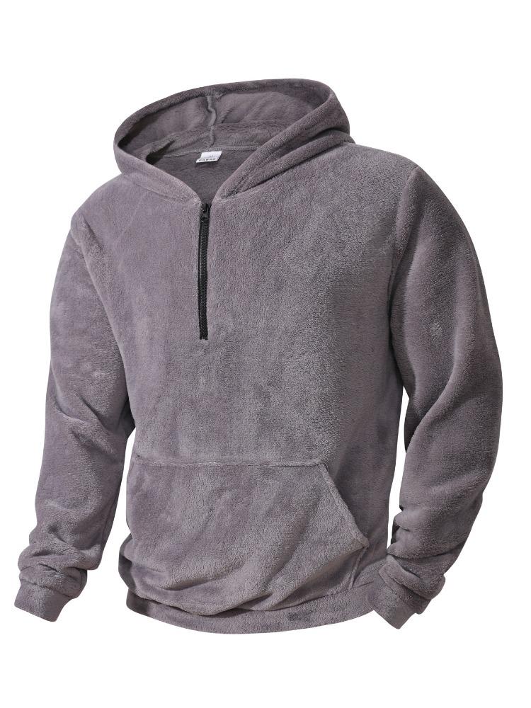 Autumn Winter Men's Casual Hooded Sweater Coral Fleece Fashion Warm Jacket Fleece Pullover Hoodie Moisture Warmth Heat Comfortable Skin-friendly Tops
