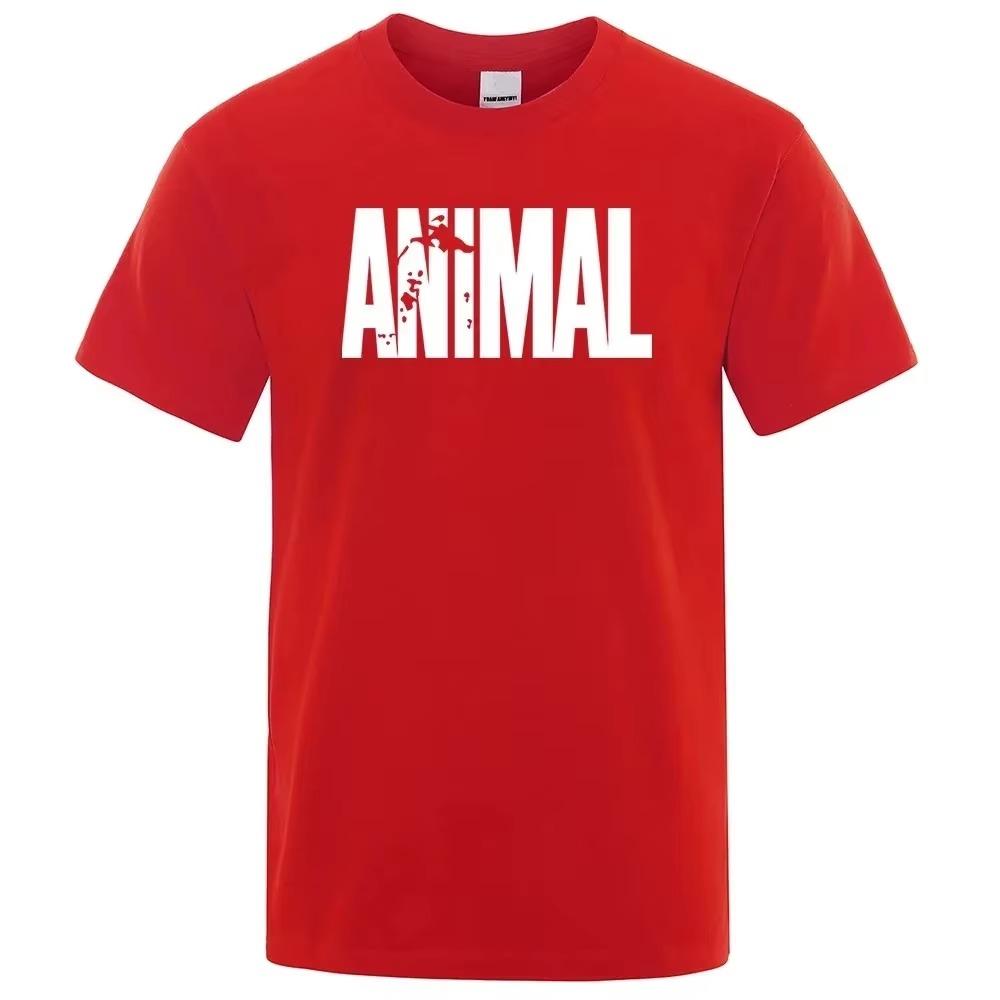 Fashion ANIMAL Letter Print Men T-Shirts Street Funny Short Sleeves Loose Oversized T Shirt O-Neck Breathable Cotton Clothing