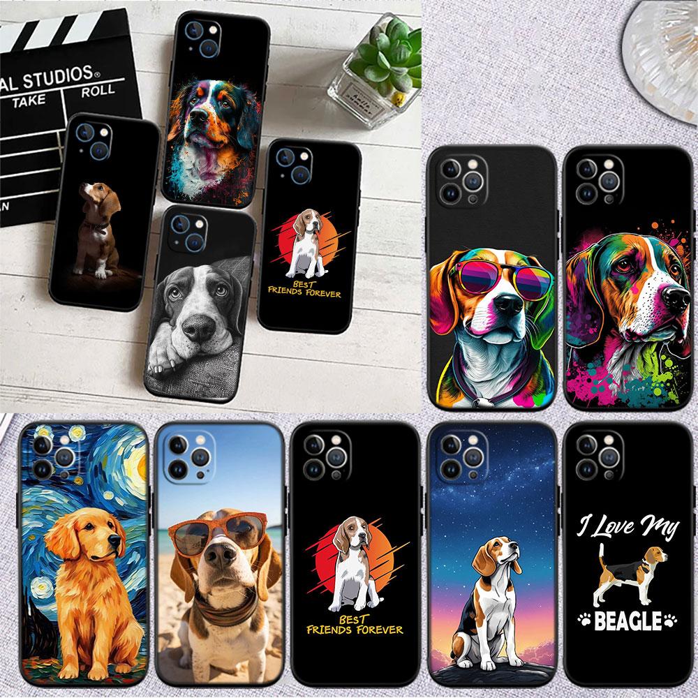 CJ16 Beagle Dog Soft Shell Phone Case for iPhone 16 15 14 13 12 Pro Max Plus Mini
