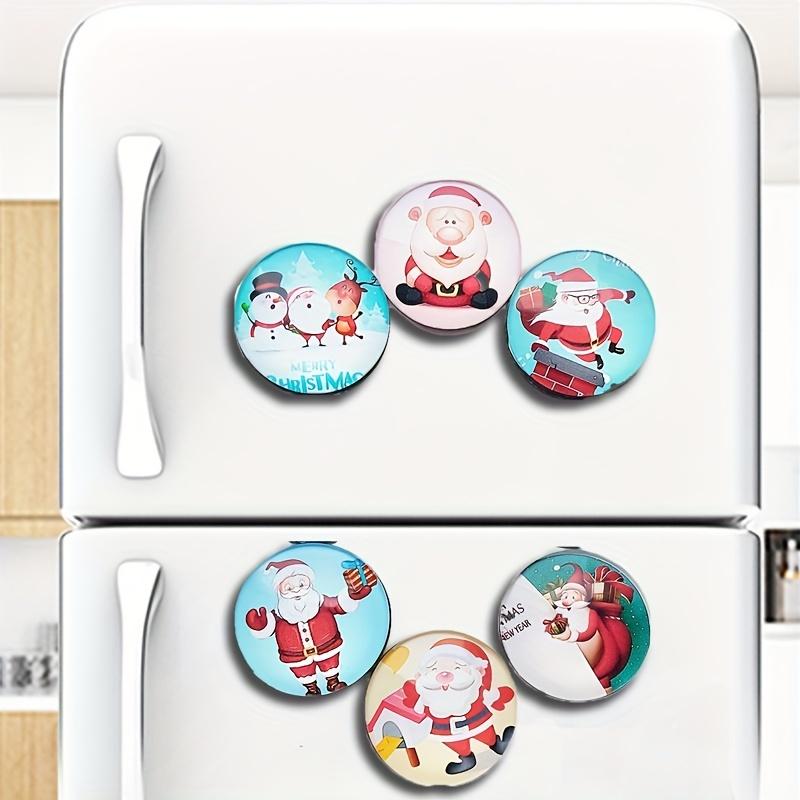 6Pcs Christmas crystal glass refrigerator sticker creative cartoon cute three-dimensional magnet magnetic sticker home decoration
