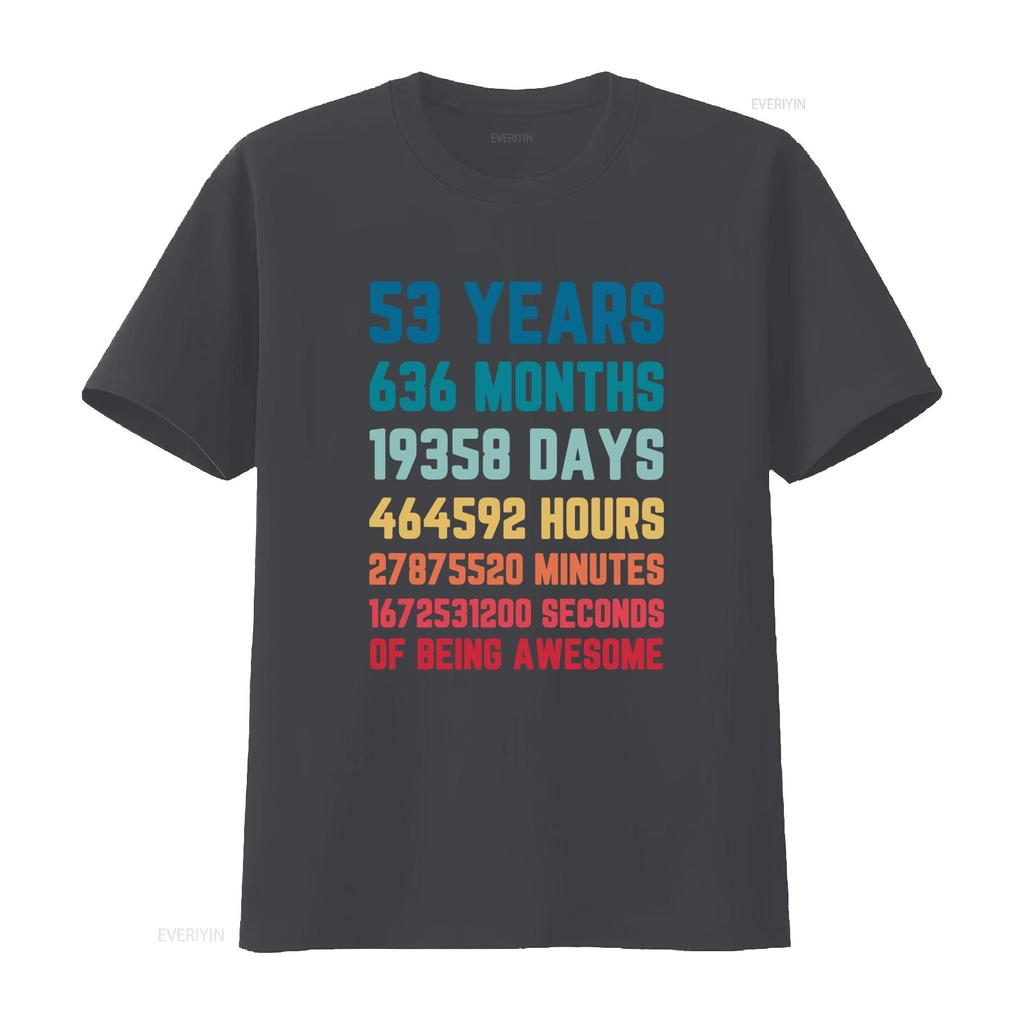 53 Jahre 636 Monate 19358 Tage Herren T-Shirt 100% Baumwolle 53. Geburtstag vintage gewaschen leicht lässig stilvoll Unisex