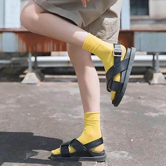 Socks High Elasticity Moisture Wicking Comfortable Pure Color Summer Mid Tube Socks for Adult