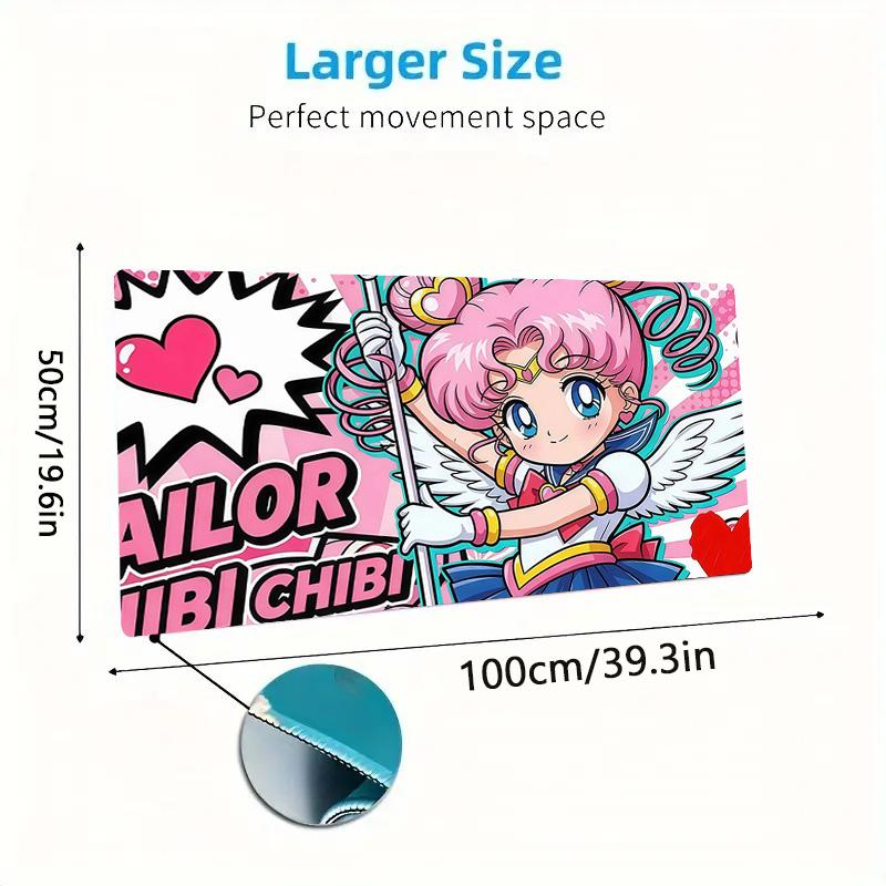 Sailor Moon Print  Cushion Non-slip Laptop Tablet Big Mousepad XXL Mat Mini PC Playmat With Lock edge