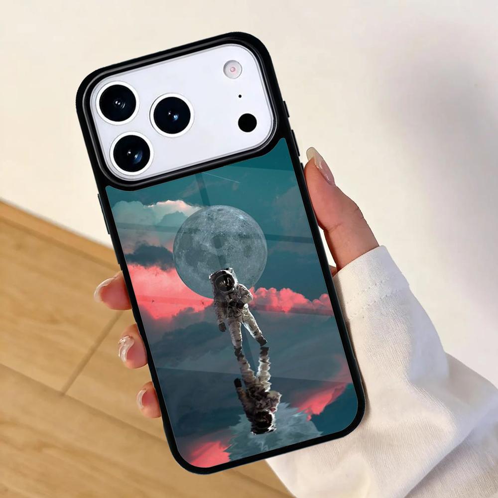 Starry Space Moon Astronaut Aesthetic Phone Case For Apple iPhone 17 Air 16 Pro Max 15 Pro Max 14 13 12 11 Mini Back Cover