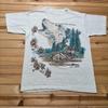 Vintage 90s Great Smoky Mountains Howling Wolf Wildlife Graphic T-Shirt - Medium Unisex T-Shirt