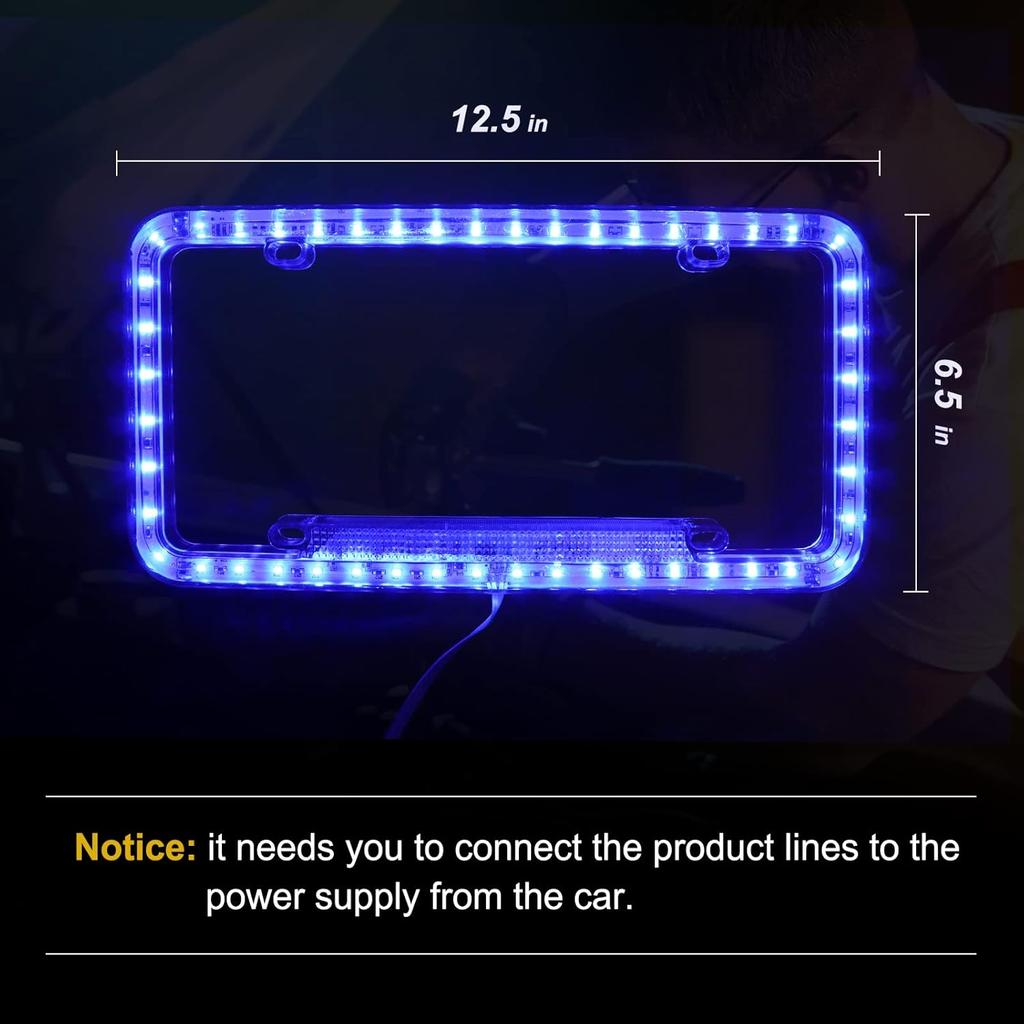 12 V 54 LED Color Light License Plate Frame Acrylic Plastic License Plate Cover-Blue