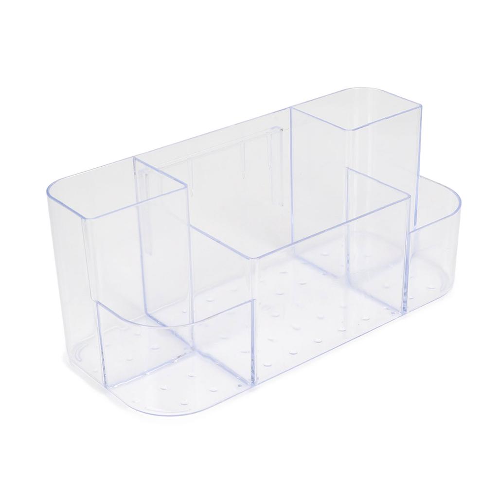 Clear Plastic Organizer Compartmental Transparent Punch Free Desktop Wall Mounted Storage Box for Office Home Bathroom Transparent White