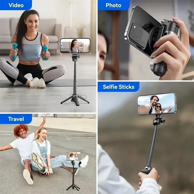 Magnetic Selfie Stick For iPhone Magsafe Tripod Stand And Remote Detachable Bluetooth Extendable Monopod Mobile Phone Stabilizer