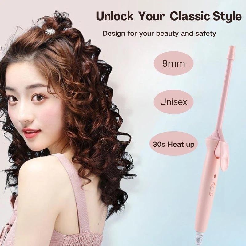 Mini Hair Curling Iron 9Mm Curler Wand Professional Curly Tongs Ceramic Electric Salon Styling Tool Small Crimping Iron Curler